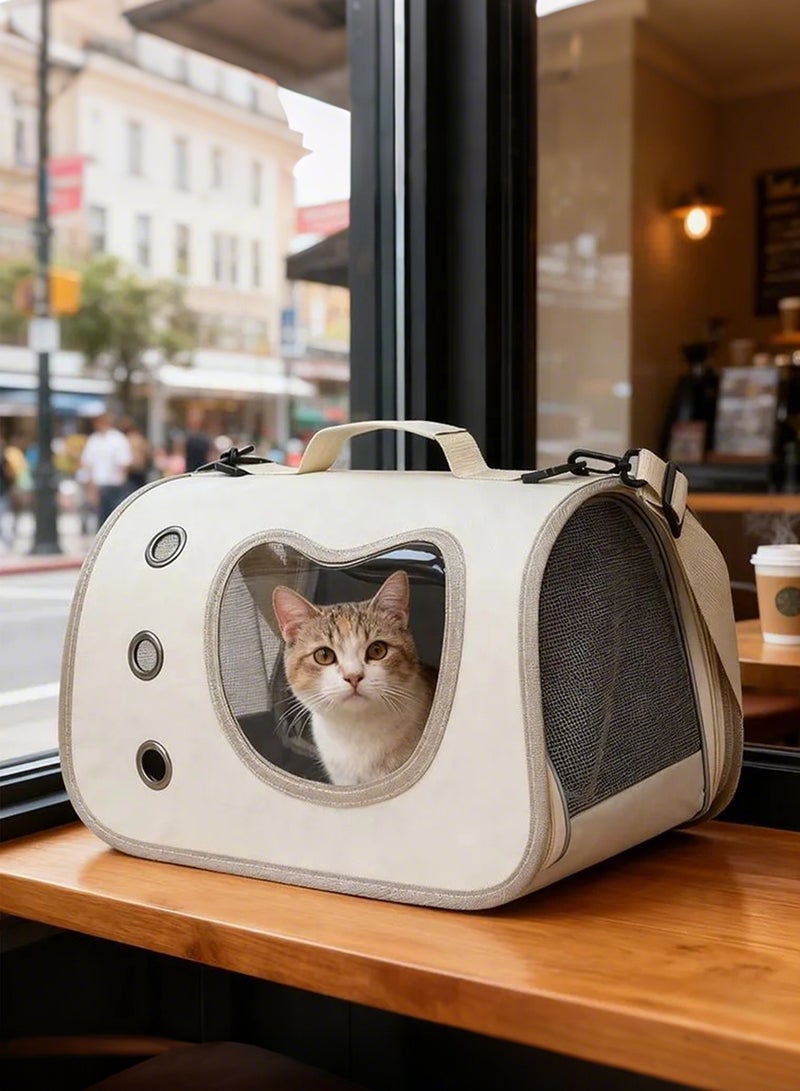 Portable pet carrier bag, cute cat pattern, foldable, lightweight and breathable, dark gray - Image 2